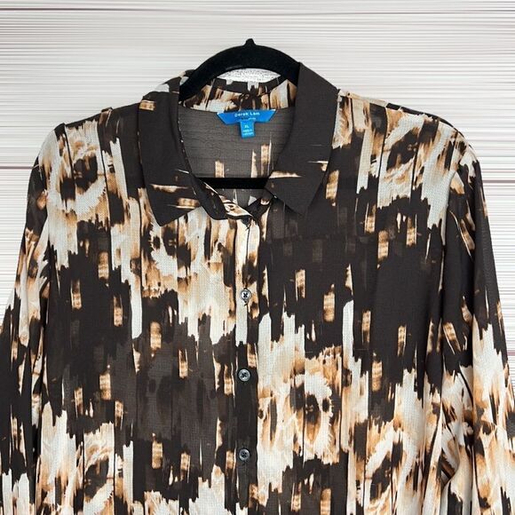 DEREK LAM for Design Nation Long Sleeves Semi Sheer Blouse  Size XL - Picture 3 of 12